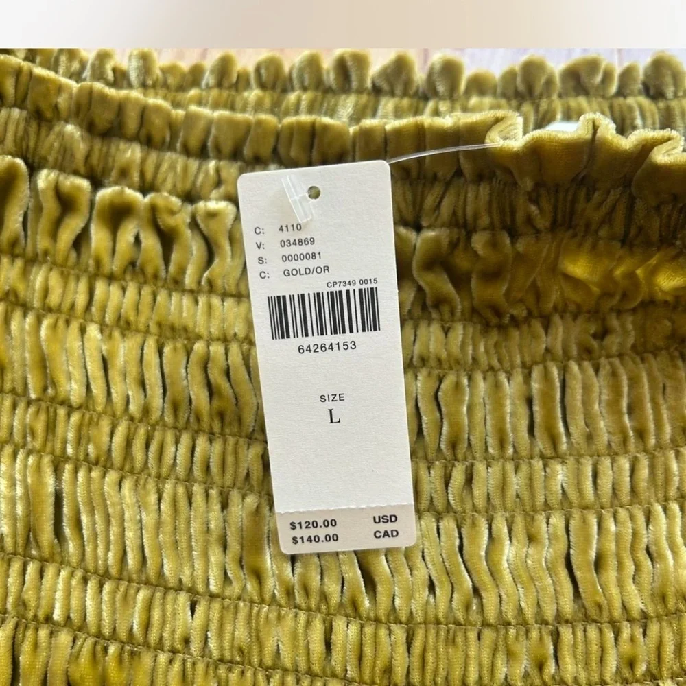 by |Anthropologiel Velvet Puff Sleeved Smocked Blouse Gold NWT Woman’s Large - Picture 4 of 9